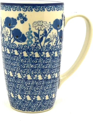 Vista 5 de Polish Pottery Mug - 12 oz. Cafe - Peacock