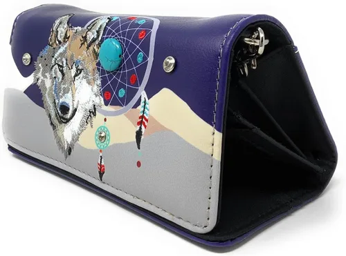 Vista 4 de Western Wolf Dream Catcher - Bolso de mano con bordado de plumas para mujer, 5