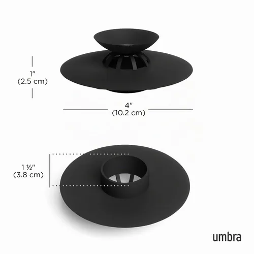 Vista 3 de Umbra Flex Hair Catcher, tapón de drenaje de ducha de doble propósito, 3 pulgadas, negro