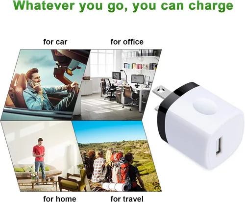 Vista 7 de Enchufe de cargador USB, bloque de carga rápida, 1 A USB Cube 10 unidades de adaptador de salida de pared compatible con iPhone 17 Pro Max/16