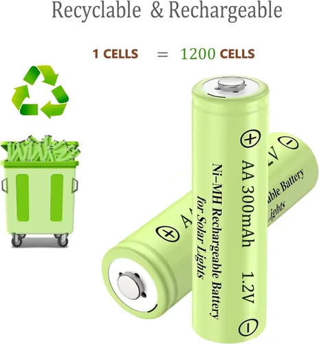 Vista 6 de Paquete de 12 baterías recargables Ni-MH de 1.2 V AA 300 mAh para luces solares de camino de paisaje al aire libre