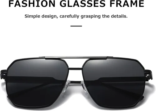 Vista 5 de kimorn Gafas de sol polarizadas para mujer y hombre, retro, de gran tamaño, cuadradas, vintage, modernas, clásicas, grandes, de metal, gafas de sol