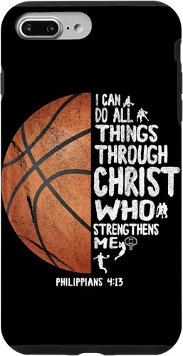 Vista 12 de Funda de baloncesto para iPhone 17 con texto en inglés "I can do All Things Through Christ Philippians