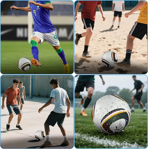 Vista 5 de Balón de fútbol tamaño 5, de cuero PU impermeable, balón oficial de partido, balones de fútbol para entrenamiento, con bomba y agujas