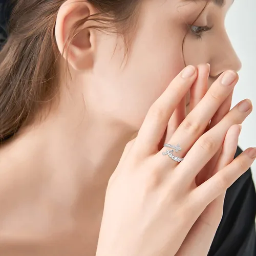 Vista 6 de Anillo de fe, anillos de cruz, anillo de cruz ajustable de plata de ley, regalo de joyería inspiradora cristiana para mujeres, niñas, hija, novia