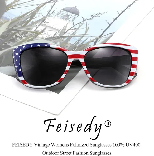 Vista 7 de FEISEDY Gafas de sol polarizadas vintage para mujer, estilo Jackie O Cat Eye B2451
