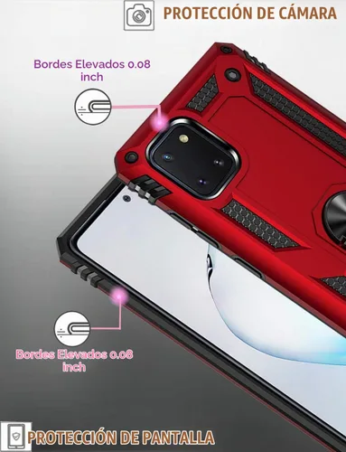 Vista 4 de Funda para Galaxy Note 10 Lite - Soporte magnético para anillo de coche Soporte Kickstand Defender Funda protectora para Samsung Galaxy Note 10 Lite