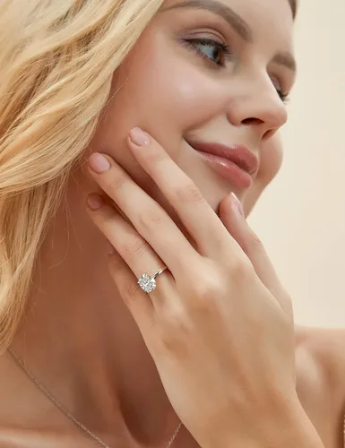 Vista 6 de EAMTI - Anillos de compromiso de plata de ley 925de 3quilates con circonia cúbica de corte ovalado, anillos de promesa de boda para mujer