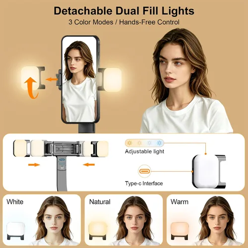 Vista 3 de Trípode de teléfono de 63 pulgadas con seguimiento automático de cara, rotación de 360° para selfie stick trípode para iPhone y cámara de acción