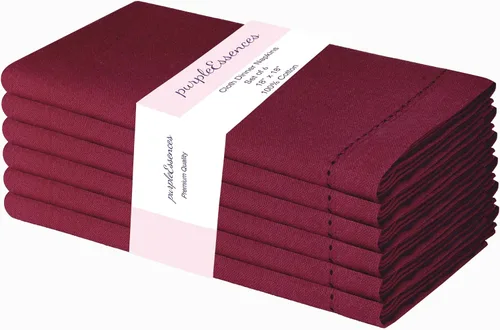 Vista 32 de PurpleEssences Juego de 6 servilletas de tela de vainica, 100% algodón, suaves, duraderas, lavables, ideales para bodas, Navidad, vacaciones