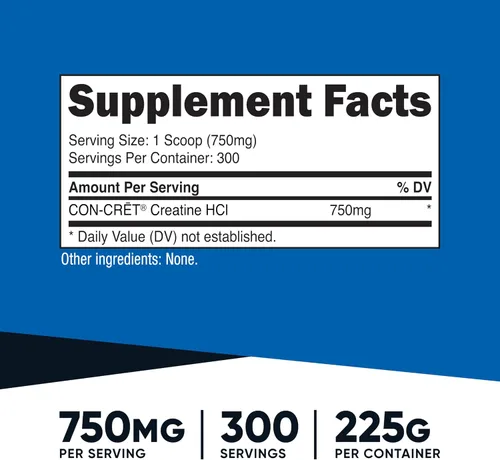 Vista 2 de Nutricost - Creatina HCl en polvo (8 OZ) - Hecha con creatina CON-CRET, 300 porciones