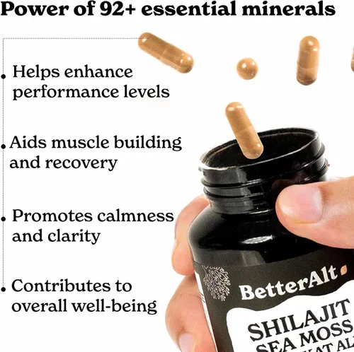 Vista 2 de Shilajit de 8800mg, Raíz de Maca, Ginkgo Biloba, Musgo Marino, Ashwagandha, Panax Ginseng, Safed Musli y Zinc Aumenta la Resistencia y Energía, 120