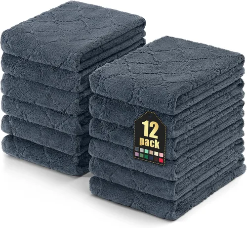 Vista 69 de Homaxy - Paquete de 12 trapos de cocina (13 x 19 pulgadas, marrón), de terciopelo coral supersuaves y absorbentes para lavar platos, paño