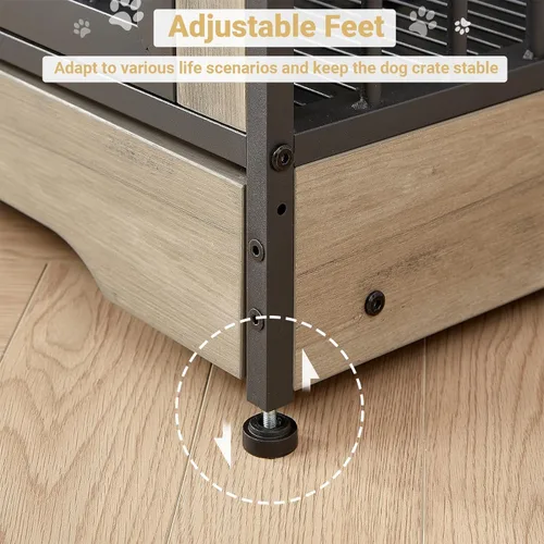 Vista 12 de Rovibek Mueble doble para perros de 75 pulgadas para 2 perros grandes, muebles resistentes, estilo jaulas para perros, mesa auxiliar, jaulas