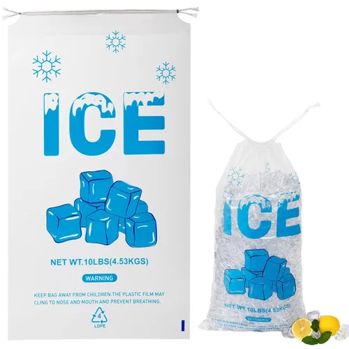 Vista 6 de 200 UNIDADES Bolsas de Hielo de Plástico con Cordón de 3 lb. 9 x 15.5 Pulgadas Bolsas de Hielo de Plástico Resistentes con Cordón de Plástico