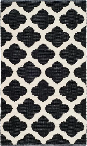 Vista 2 de SAFAVIEH Montauk Collection - Alfombra decorativa, 2 pies 6 pulgadas x 4 pies, color negro y marfil, hecho a mano, de algodón enrejado, ideal