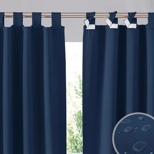 Vista 36 de RYB HOME Cortinas para Exteriores para Patio - 2 Paneles Cortinas para Exteriores Desmontables con Parte Superior Adhesiva Impermeables Opacas