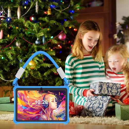 Vista 6 de PRITOM Tablet infantil de 7 pulgadas con cordón, tableta Android 13 de 32 GB con WiFi, cámara dual, educación, juegos, software para niños Azul