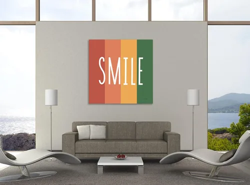 Vista 2 de Jaxson Rea "Smile Rainbow Retro Gallery Wrapped Canvas by Ann Kelle, 12" x 12