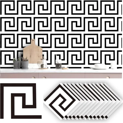 Vista 12 de Alwayspon 12 calcomanías mate para azulejos de pared, despegar y pegar, calcomanías de vinilo autoadhesivas para azulejos de cocina y baño, 6 x 6