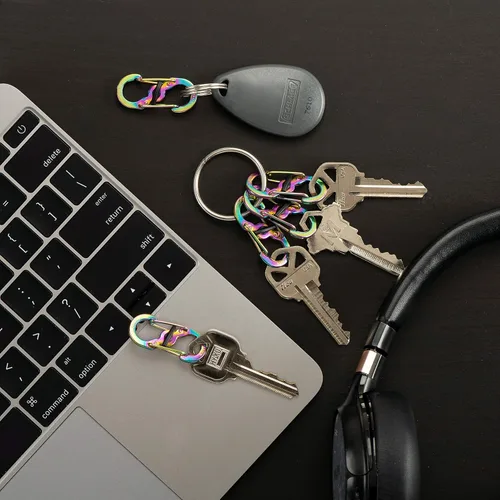 Vista 2 de Nite Ize S-Biner MicroLock - Mosquetón doble de acero inoxidable para llaves, etiquetas para mascotas y accesorios pequeños, palanca de bloqueo