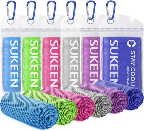 Vista 14 de Sukeen Toallas de enfriamiento para cuello y cara (40" x 12"), paquete de 6 toallas de enfriamiento, toallas de enfriamiento de microfibra