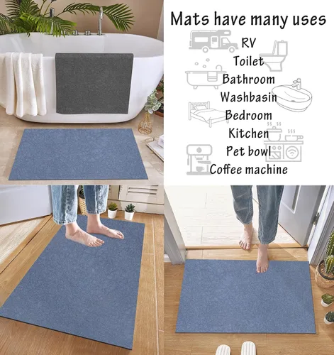 Vista 5 de Tapetes de baño antideslizantes, de tierra de diatomeas, finos para debajo de la puerta, de secado rápido, absorbente de agua, frente a la bañera