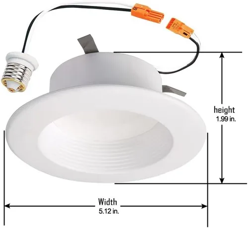 Vista 3 de RL - Lámpara de techo empotrada LED blanca de 4 pulgadas con ajuste de deflector con 90 CRI, 5000K luz diurna