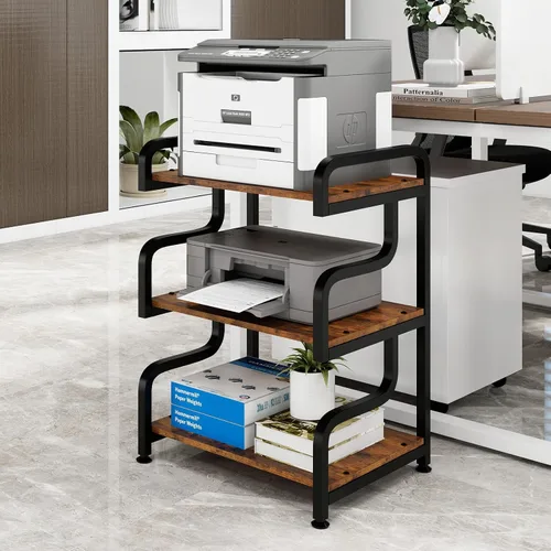 Vista 8 de Natwind - Soporte de impresora de 3 niveles con ruedas, carrito de almacenamiento móvil, estante de pie multiusos para reproductor multimedia