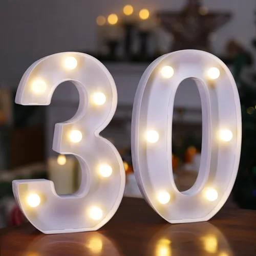 Vista 18 de Números con luz LED, letrero de número de marquesina para decoración de cumpleaños de 10 años (10)