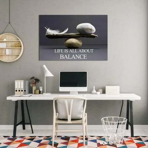 Vista 3 de Biuteawal Arte de pared motivacional zen, impresión en lienzo blanco y negro, piedras de equilibrio con plumas, pintura inspiradora, arte enmarcado