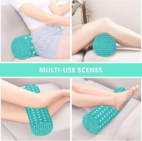 Vista 7 de Kigai Polka Dots White Blue Cervical Pillow for Neck Pain Relief Neck Roll Memory Foam Bolster Pillow for Legs Bed Head Back Sleeping Support