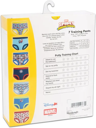 Vista 3 de Spiderman Boys' Superhero 7pk-10pk Potty Training Pants With Success Chart & Stickers With Spiderman, Hulk & More Sizes 18m, 2t, 3t, 4t