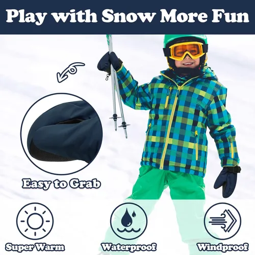 Vista 4 de Sarfel Guantes impermeables para niños pequeños, guantes de esquí, guantes de nieve, guantes para bebé, Thinsulate 1-7 años