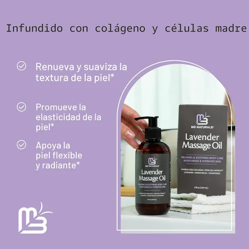 Vista 9 de Aceite de masaje sensual de lavanda con colágeno y células madre, terapia de ajuste de la piel para glúteos, muslos y abdomen, aceite anticelulítico