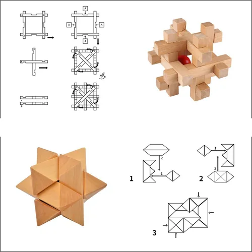 Vista 4 de 3D Rompecabezas bromista, cubeta de madera cerebro