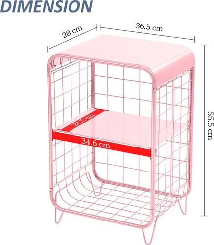 Vista 3 de APEXCHASER Mesa auxiliar, estilo moderno de 2 niveles, mesa auxiliar de centro de moda con estante de almacenamiento, mesita de noche con marco