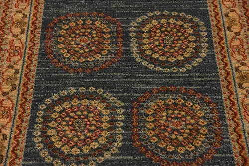 Vista 6 de Unique Loom Fars Collection - Alfombra moderna con diseño tribal de medallón con tonos naturales, 2 pies 7 pulgadas x 10 pies 0 pulgadas, azul