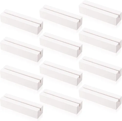Vista 10 de 12 soportes de madera para colocar lugares de madera para letreros de mesa, soporte para tarjetas de identificación para decoración de eventos