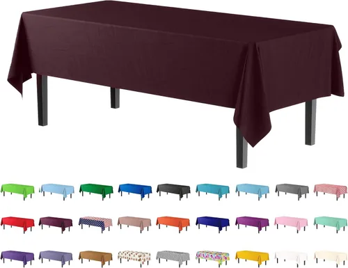 Vista 33 de Party Solids Paquete de 4 manteles de plástico color azul aguamarina, 54 x 108 pulgadas, mantel desechable para fiestas y pícnics