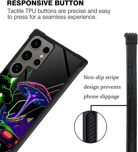 Vista 2 de Funda compatible con Samsung Galaxy S24 Ultra, Alien Night Back+Soft Silicone Acrylic TPU Design Shock Fall Prevention Funda protectora para Samsung