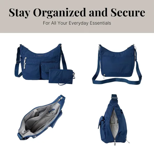 Vista 98 de Baggallini womens Everywhere Bagg Crossbody Women 11x9 Lightweight Nylon Hobo Water-resistant Travel Bag W/Rfid