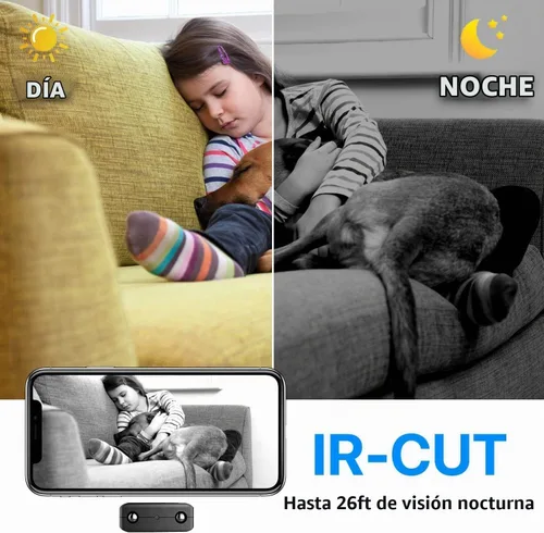 Vista 4 de Cámara Wi-Fi 1080P HD Smart Home Cámaras Mini Cámaras Cam con sensor de movimiento Visión nocturna Control de aplicación Control de teléfono celular
