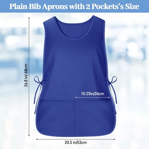 Vista 2 de Suhine 15 Pcs Cobbler Apron Smock Apron with 2 Deep Pockets and Side Ties Unisex Apron for work kitchen