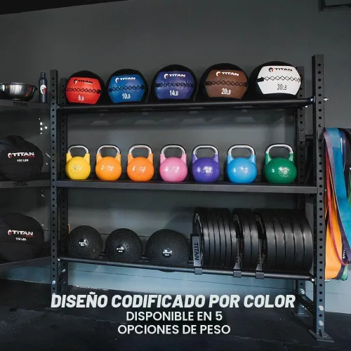 Vista 5 de Titan Fitness Soft Leather Medicine Wall Ball, Color-Coded