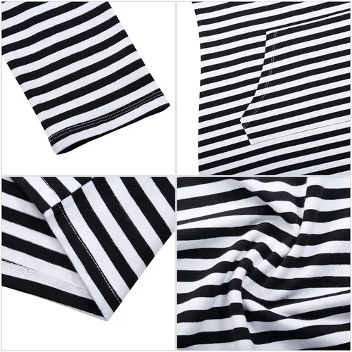 Vista 5 de MISSKY Vestido con capucha para mujer Negro&blanco