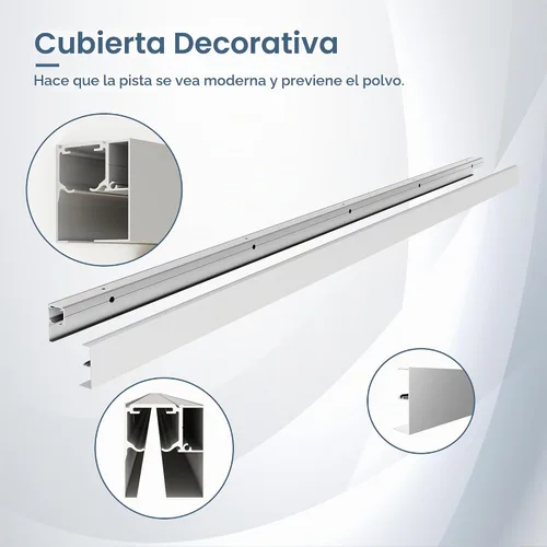 Vista 3 de JUBEST Kit de riel de puerta corredera de granero de 6 pies, riel de caja de aluminio montado en la pared, kit de herrajes para puertas de granero