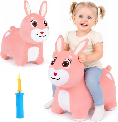 Vista 10 de Bouncy Pals Caballo saltador de ajolote morado, tolva inflable de animales para niñas pequeñas, juguete de salto al aire libre para niños, juguete