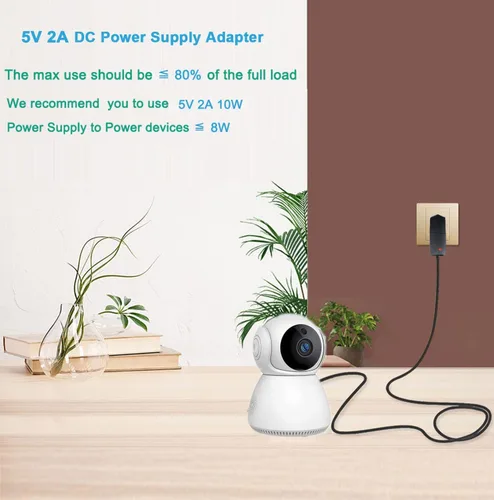 Vista 7 de Adaptador de fuente de alimentación de 5V 2A DC 10W AC/DC Adaptador de enchufe de pared 100V-240V AC a DC 5 voltios 2Amp 1Amp Cable de alimentación