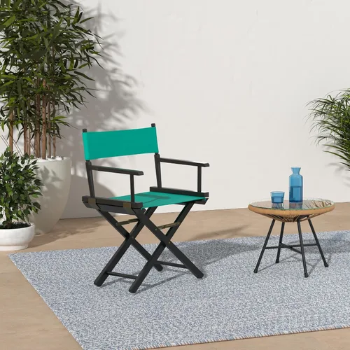 Vista 2 de Casual Home - Silla de director de 18.0 in, marco de roble miel con lona verde azulado